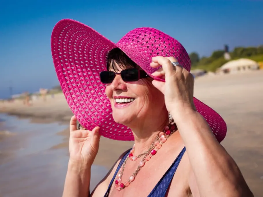 Mature woman sun hat