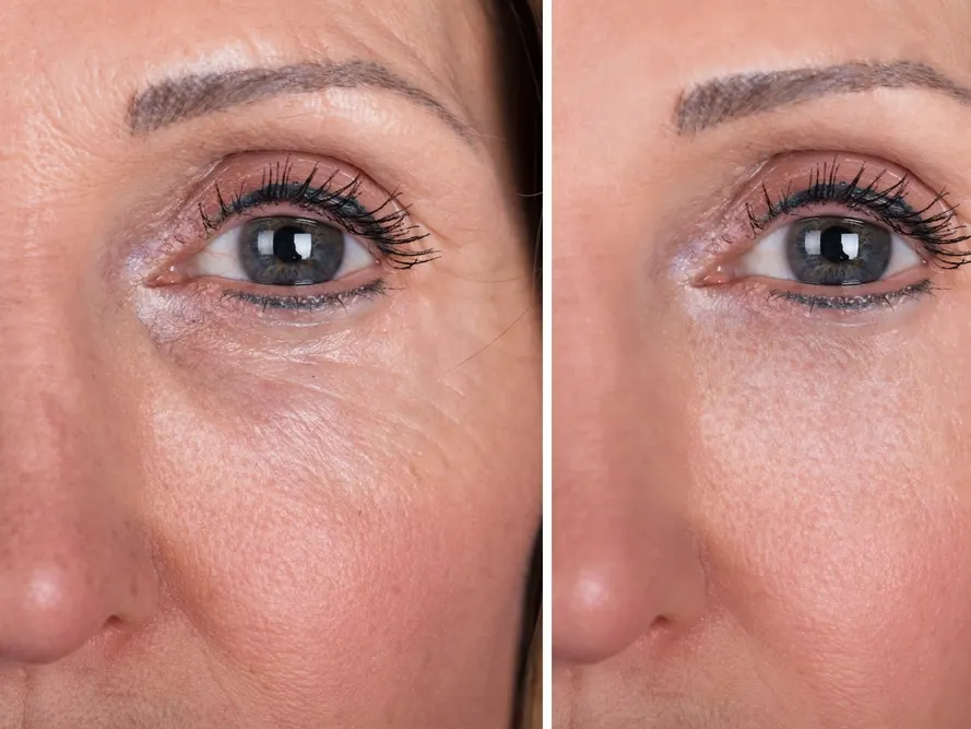 Woman With Before And After Rejuvenation