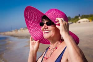 Mature woman sun hat